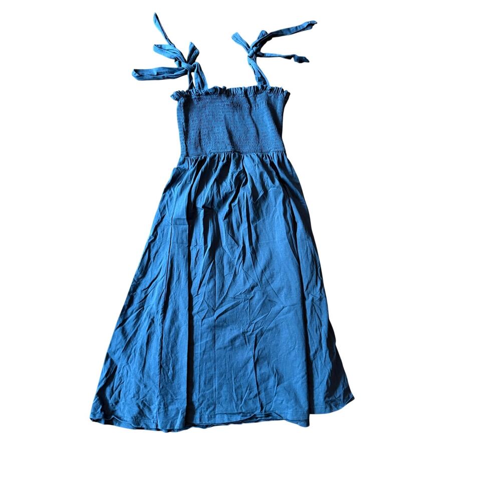 Polished Prints smocked summer dress tie straps medium